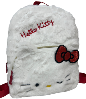 Zainetto da Passeggio Hello Kitty Sanrio in Peluche Borsa 28 CM con Dettagli 3d e Ricamati - H13925mc
