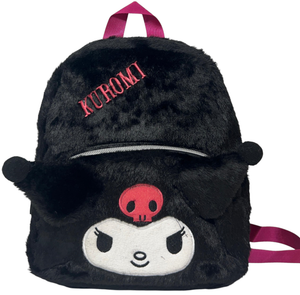 Zainetto da Passeggio Kuromi Sanrio in Peluche Borsa 28 CM con Dettagli 3d e Ricamati - H13926mc
