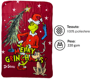 Plaid in Pile Grinch Coperta in Morbido Poliestere 100 X 150 CM 210 Gsm - Gri-2004