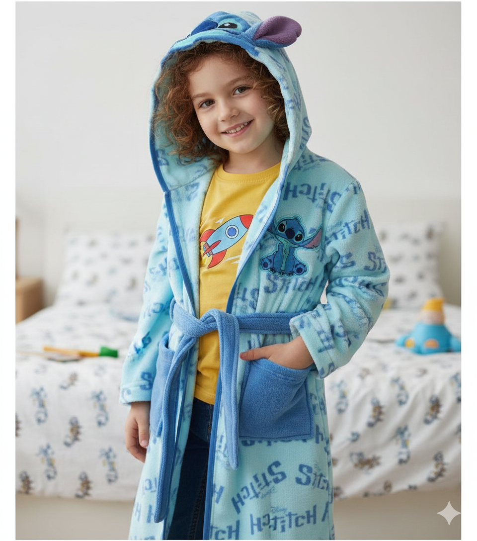 Vestaglia Stitch DISNEY in Morbido e Caldo Coral Fleece Giacca da Camera - Je13662ad