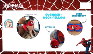 Cuscino da Viaggio Spiderman MARVEL con Mascherina da Notte e Gancetto per Borsa - Spi36-2621