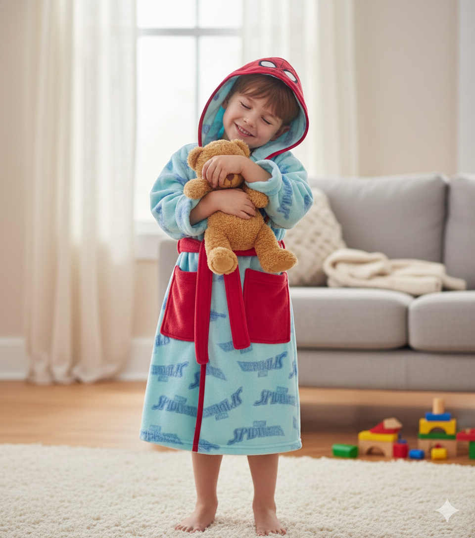 Vestaglia Spiderman MARVEL in Morbido e Caldo Coral Fleece Giacca da Camera - Je13665ad