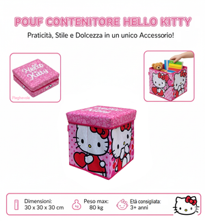 Pouf Hello Kitty Sanrio Contenitore Multifunzione Porta Oggetti per Sedersi 30 CM - Hk37-6126