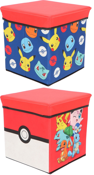Set Pouf Pokémon Pikachu 2 Contenitori Multifunzione Portaoggetti per Sedersi 30 CM - Pok24x2