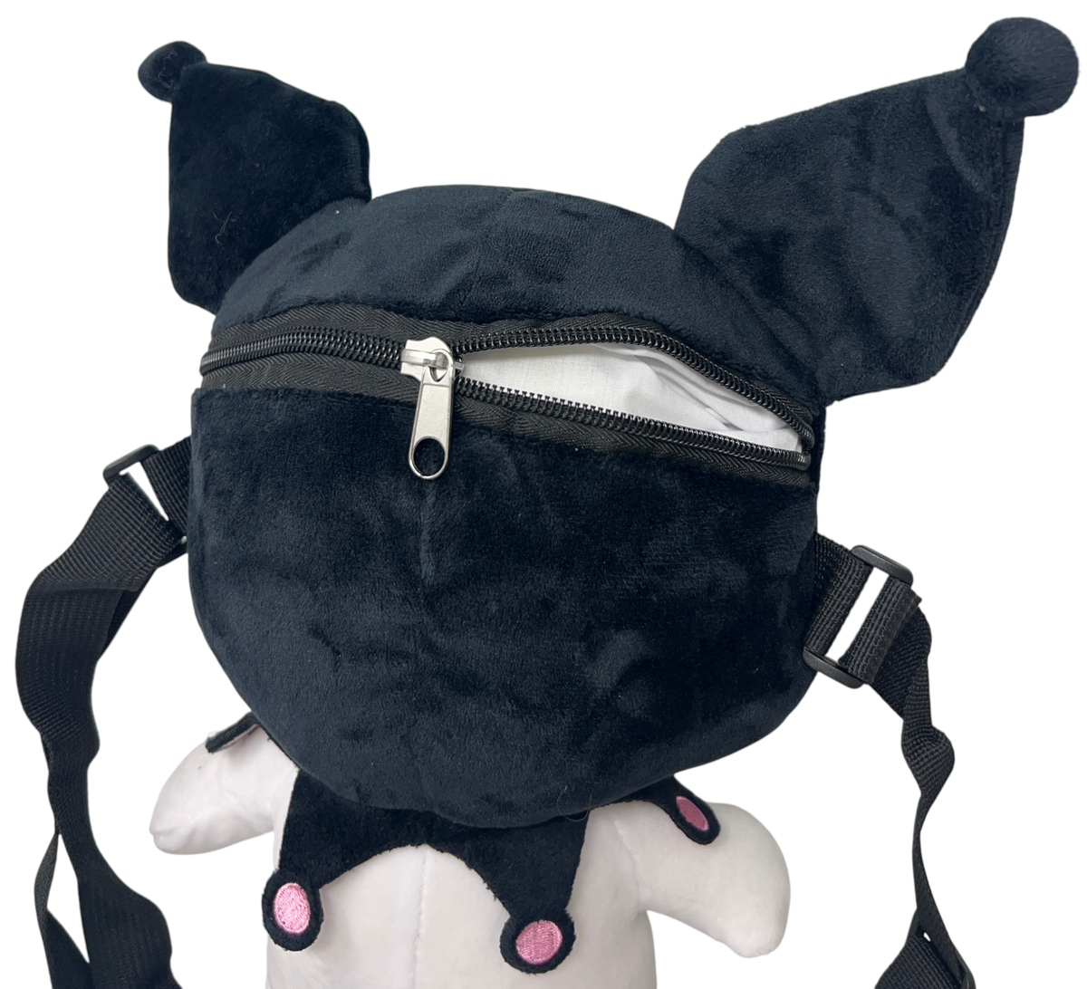 Borsetta in Peluche Kuromi Sanrio con Tracolla Regolabile Accessorio da Passeggio Bambini- 6287