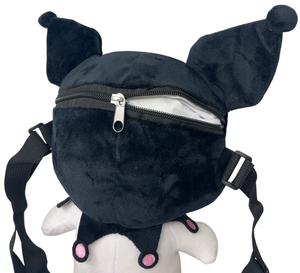 Borsetta in Peluche Kuromi Sanrio con Tracolla Regolabile Accessorio da Passeggio Bambini- 6287