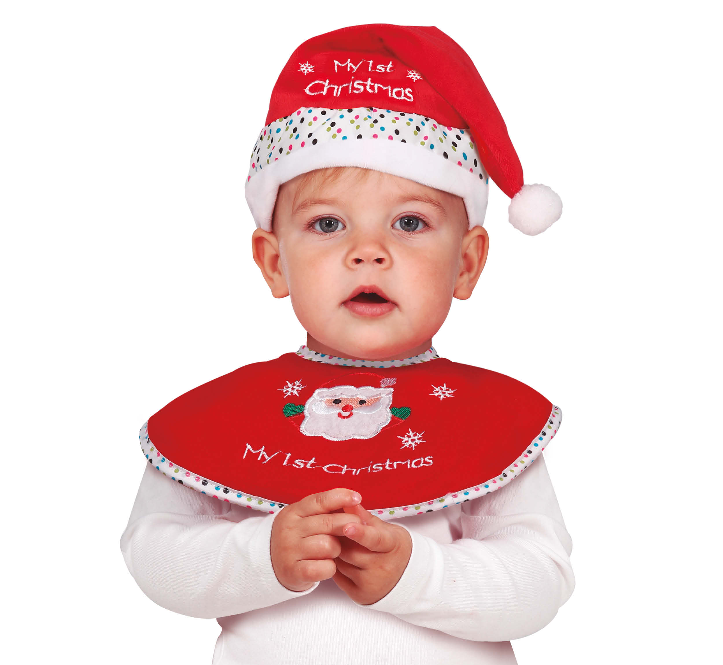 Set Bavetto e Cappellino Natalizio il Mio Primo Natale per Bambini - 42649