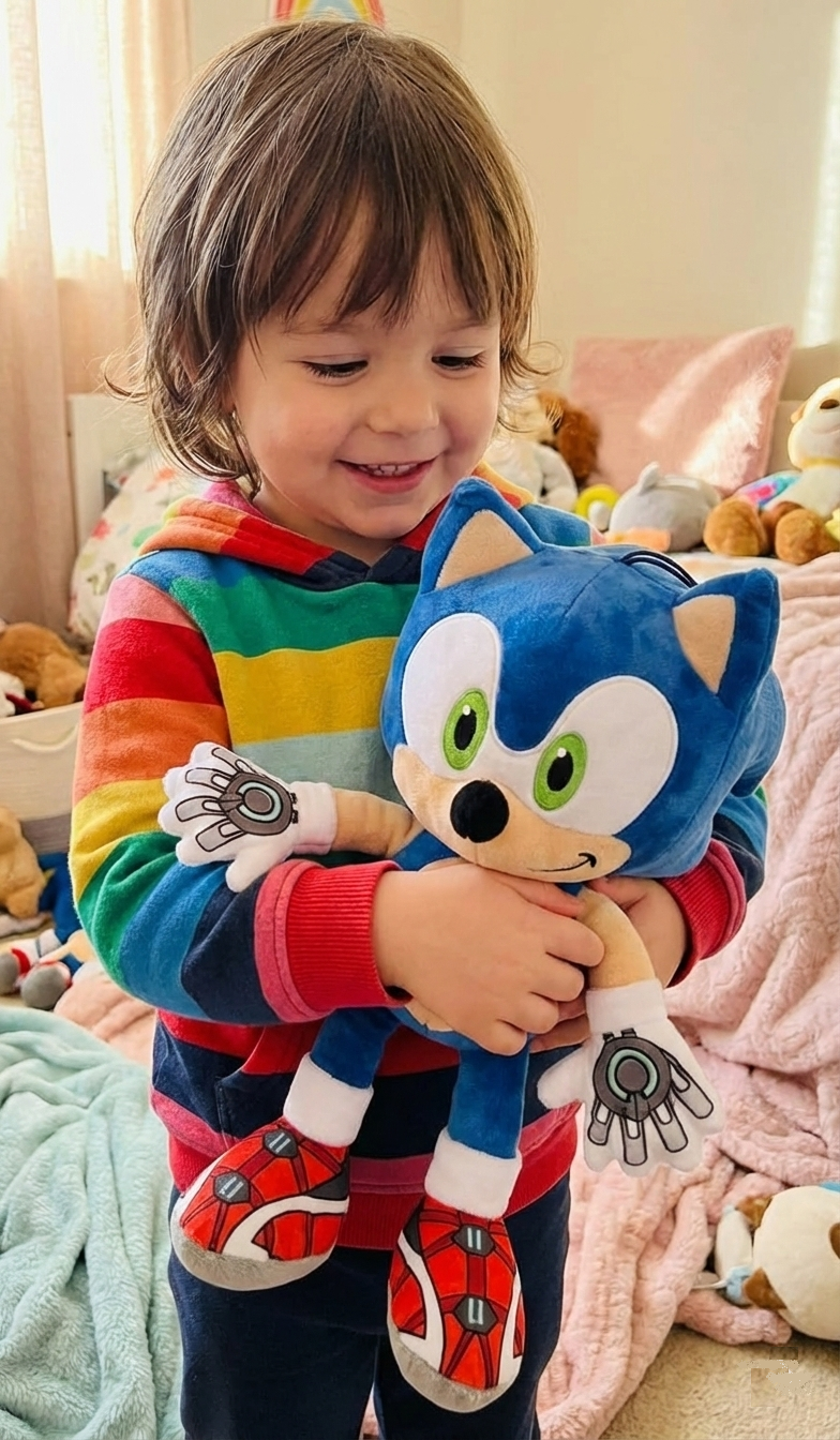 Peluche Sonic Prime Morbido Pupazzo 39 CM con Laccetto Riccio Blu Supersonico - Pts242562a/39