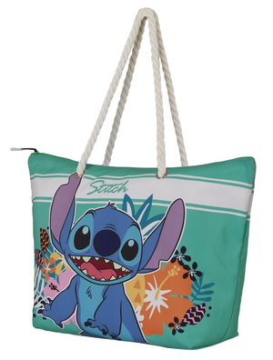 Borsa Mare Stitch DISNEY in Tessuto con Manici e Cerniera da Spiaggia - 08594