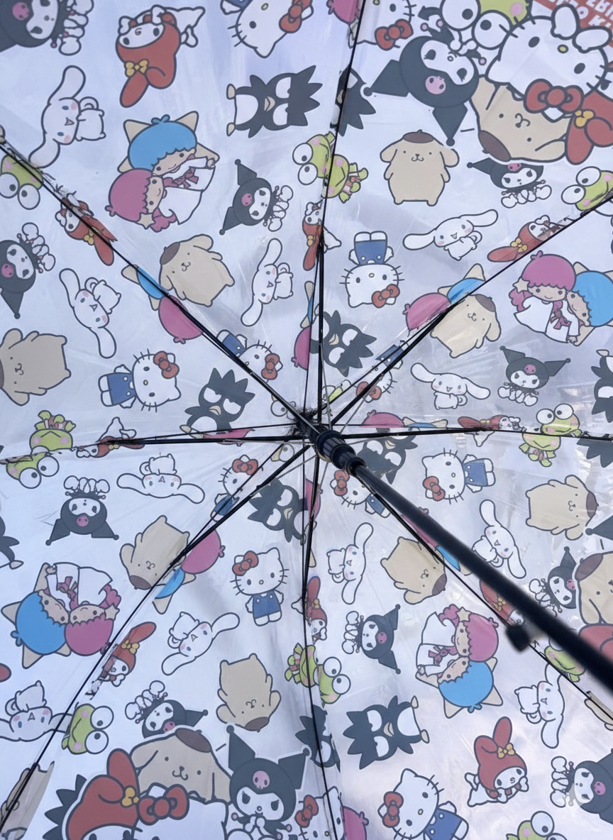 Ombrello a Cupola Hello Kitty & Friends Sanrio Apertura Automatica Manico Ergonomico Accessorio per la Pioggia Bambini