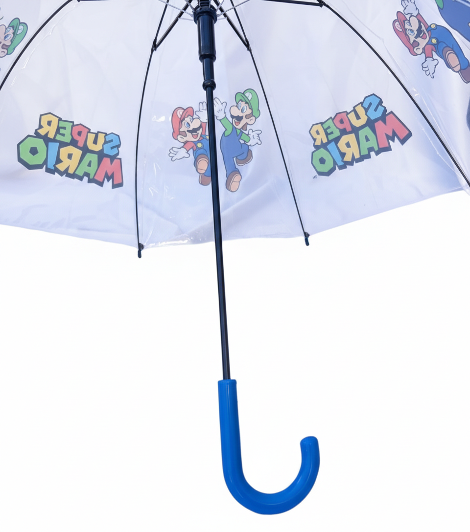 Ombrello a Cupola Super Mario Apertura Automatica Manico Ergonomico Accessorio per la Pioggia Bambini