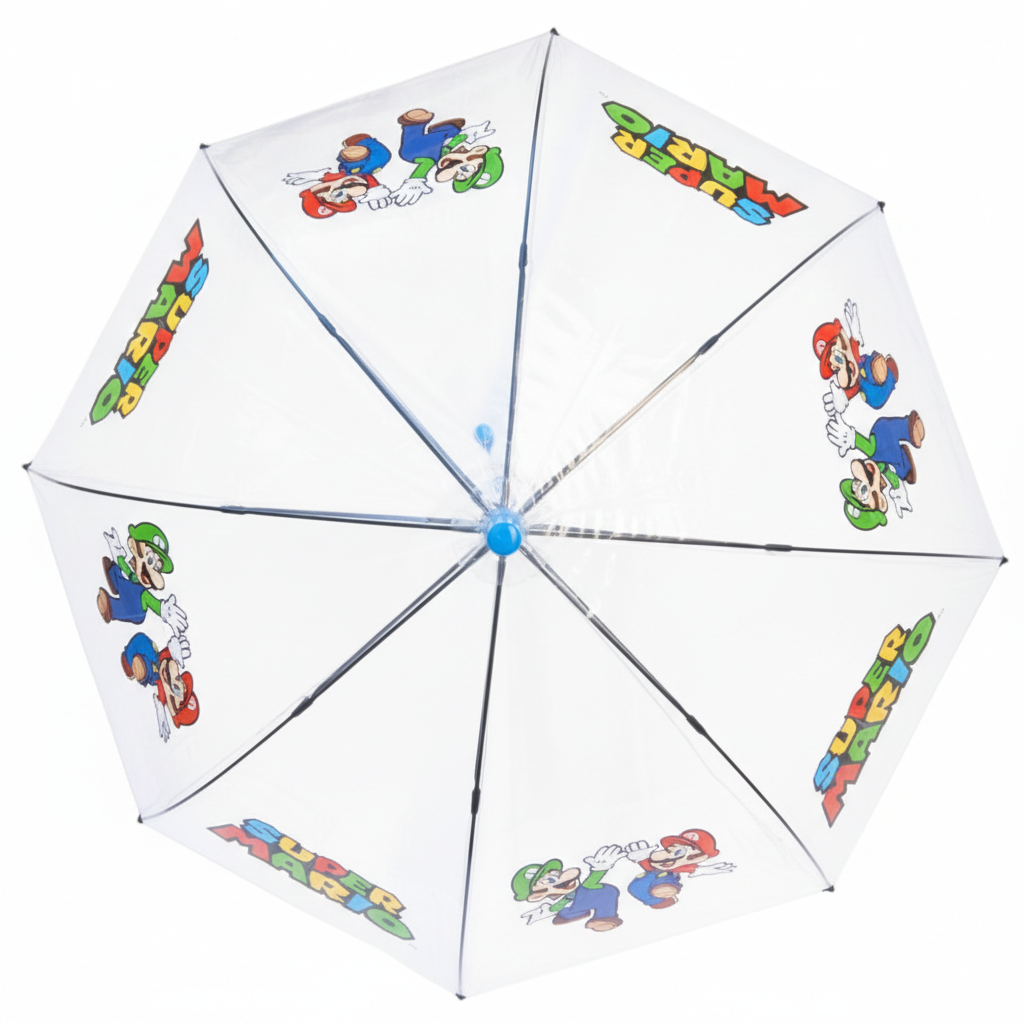 Ombrello a Cupola Super Mario Apertura Automatica Manico Ergonomico Accessorio per la Pioggia Bambini