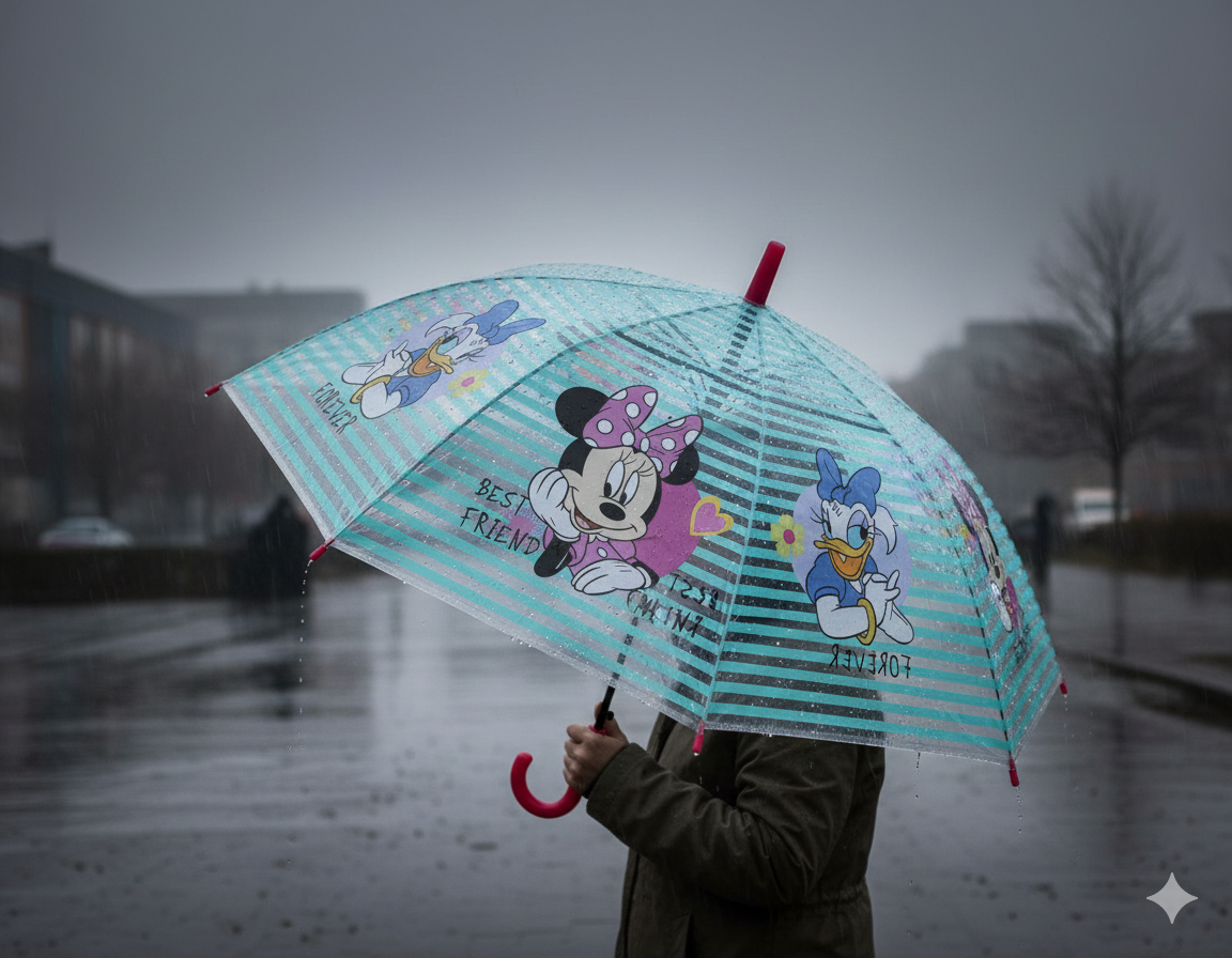 Ombrello Minnie DISNEY Apertura Automatica Manico Ergonomico Accessorio per la Pioggia Bambini