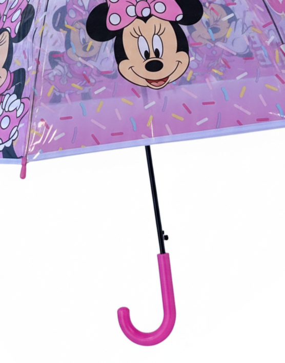 Ombrello a Cupola Minnie DISNEY Apertura Automatica Manico Ergonomico Accessorio per la Pioggia Bambini