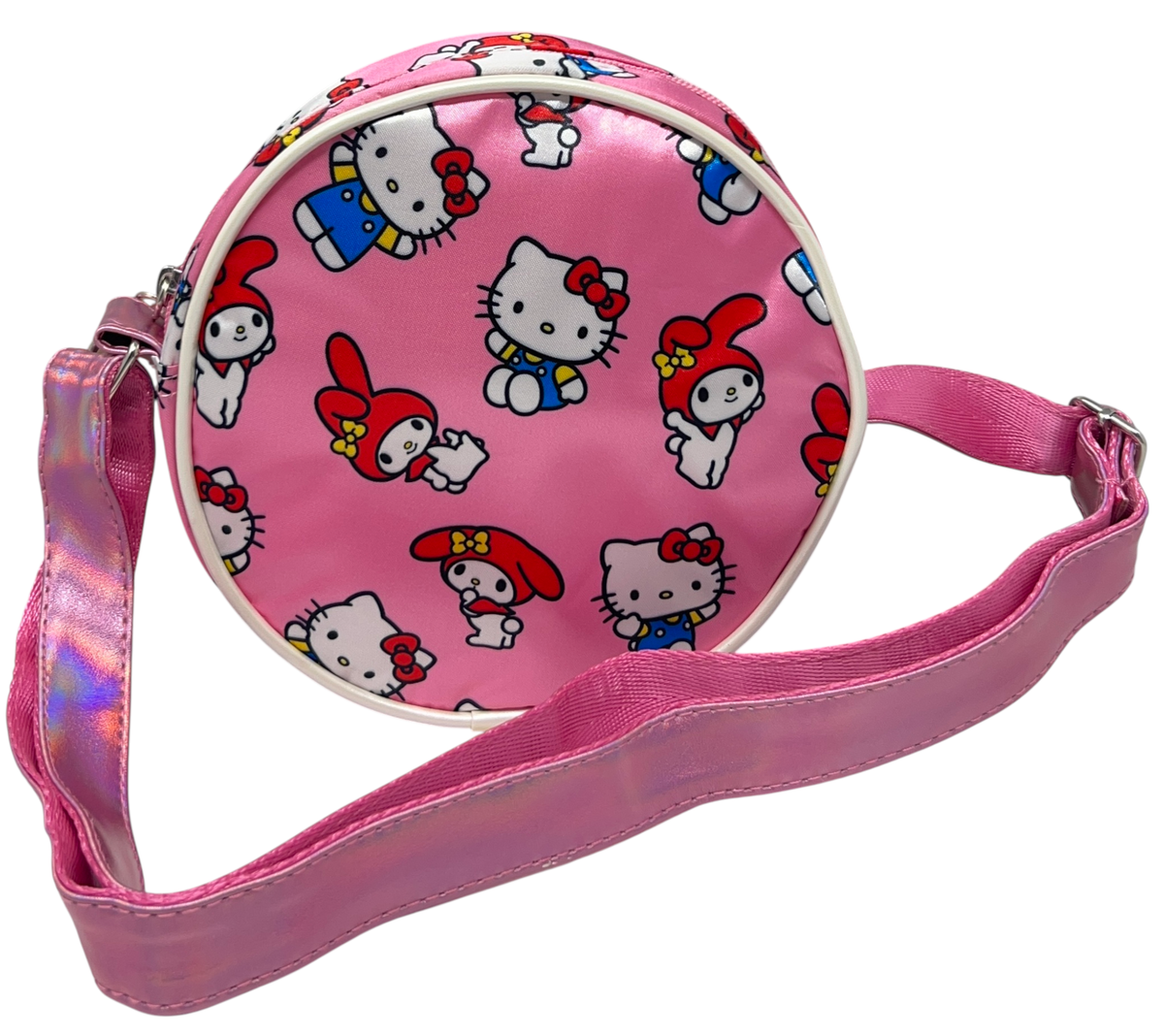 Borsa Passeggio Hello Kitty My Melody Sanrio Borsetta Rotonda 17 CM con Tracolla Regolabile- 09236