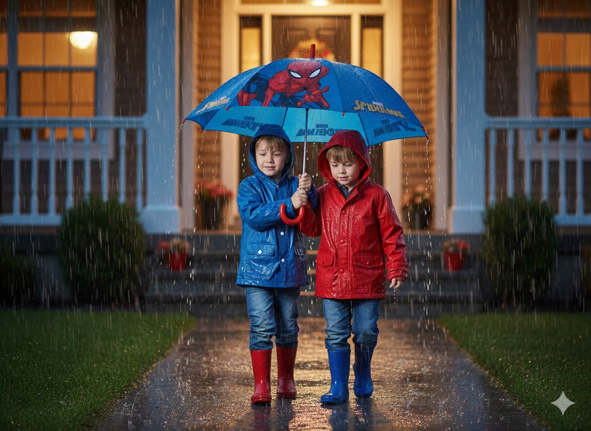 Ombrello Spiderman MARVEL Apertura Automatica Manico Ergonomico Accessorio per la Pioggia Bambini