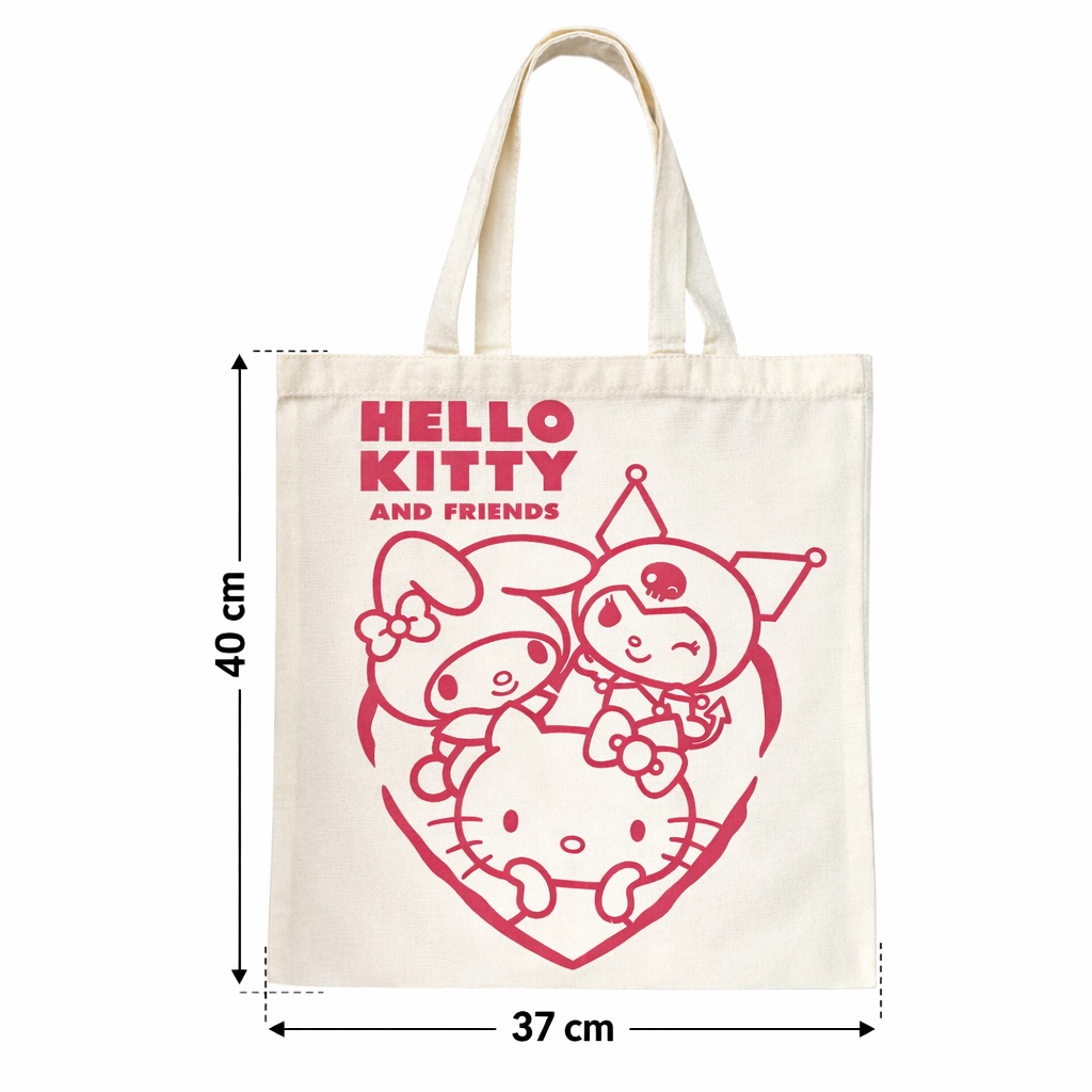 Borsa in Tela Riutilizzabile Hello Kitty Sanrio Borsa Shopper Multifunzione - Nw1426