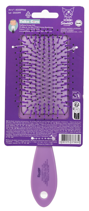Spazzola Kuromi Districante per Capelli 22 CM con Applicazione 3d Setole Morbide - 40509966