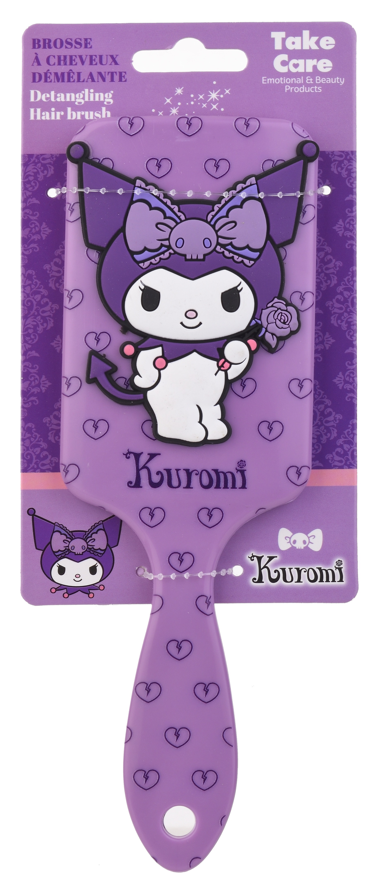 Spazzola Kuromi Districante per Capelli 22 CM con Applicazione 3d Setole Morbide - 40509966