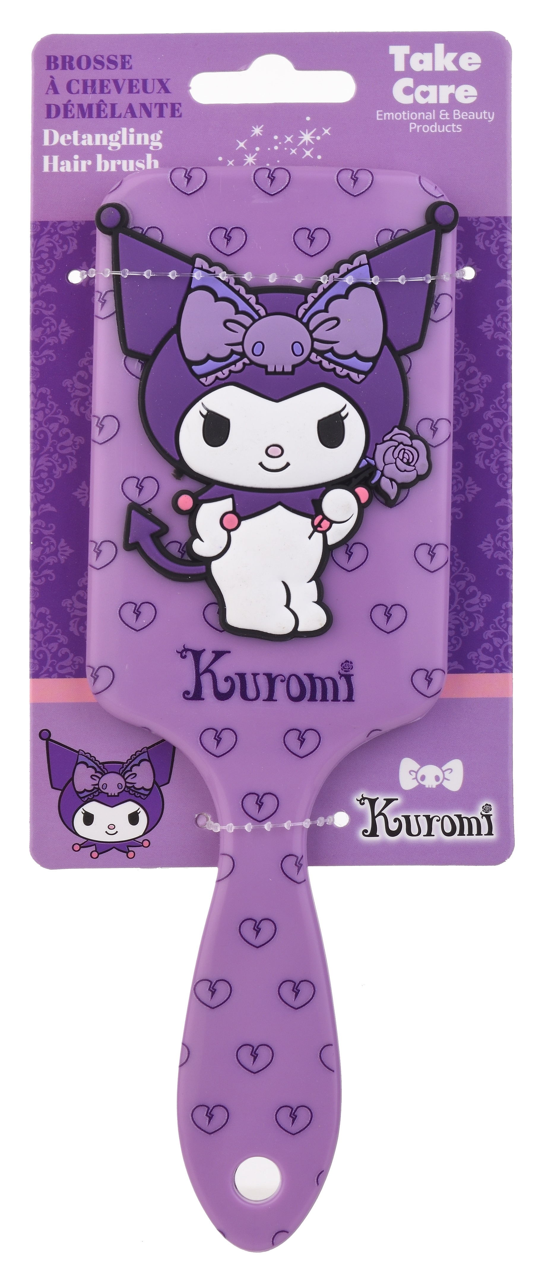 Spazzola Kuromi Districante per Capelli 22 CM con Applicazione 3d Setole Morbide - 40509966