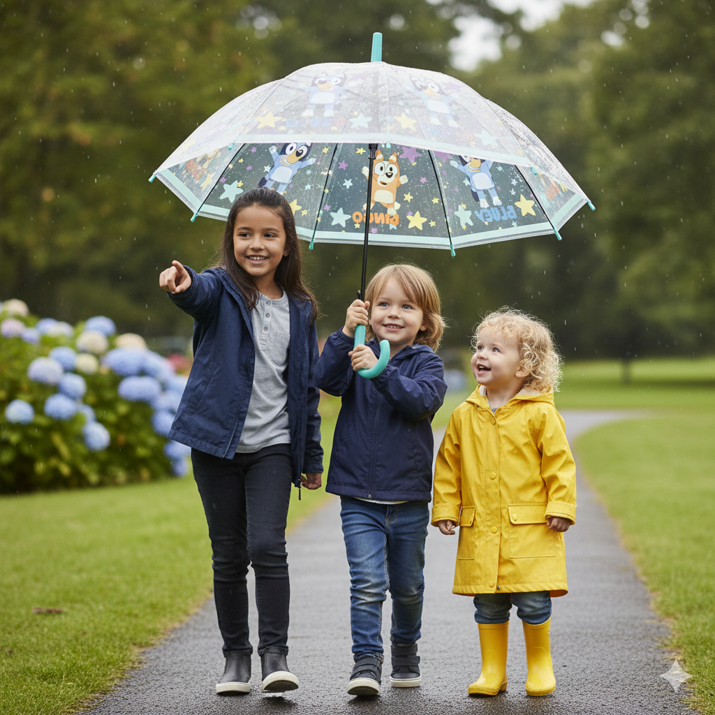 Ombrello Bluey Apertura Automatica Manico Ergonomico Accessorio per la Pioggia Bambini