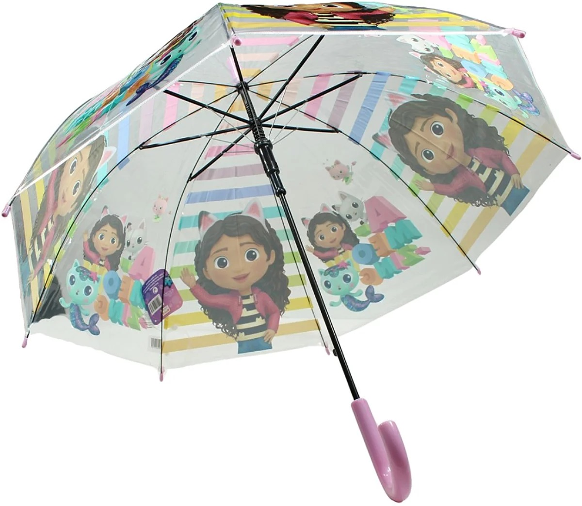 Ombrello a Cupola Gabby's Dollhouse Apertura Automatica Manico Ergonomico Accessorio per la Pioggia Bambini