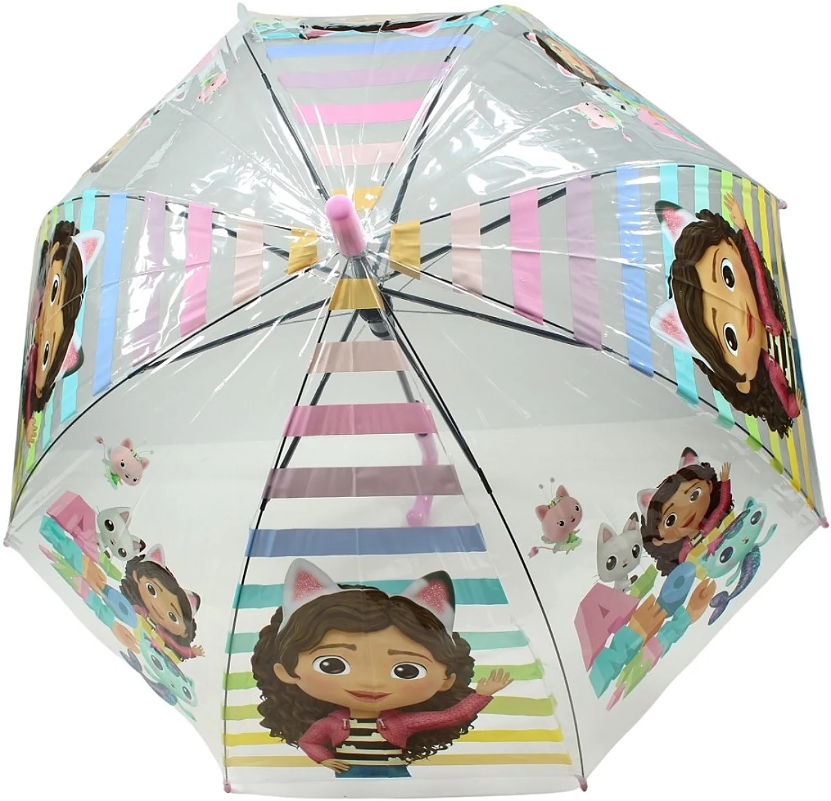 Ombrello a Cupola Gabby's Dollhouse Apertura Automatica Manico Ergonomico Accessorio per la Pioggia Bambini