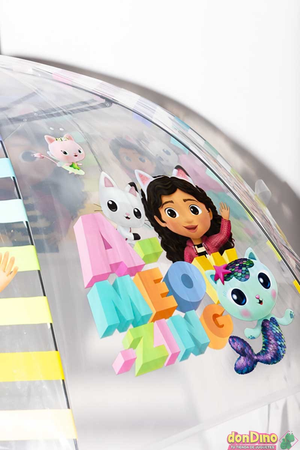 Ombrello a Cupola Gabby's Dollhouse Apertura Automatica Manico Ergonomico Accessorio per la Pioggia Bambini