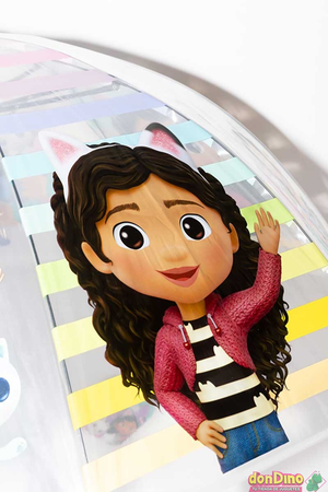 Ombrello a Cupola Gabby's Dollhouse Apertura Automatica Manico Ergonomico Accessorio per la Pioggia Bambini
