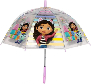 Ombrello a Cupola Gabby's Dollhouse Apertura Automatica Manico Ergonomico Accessorio per la Pioggia Bambini