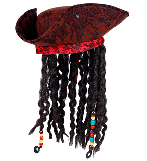 Tricorno Pirata con Bandana e Dreadlocks Cappello Adulti Accessorio Carnevale Cosplay Jack Sparrow - 01892