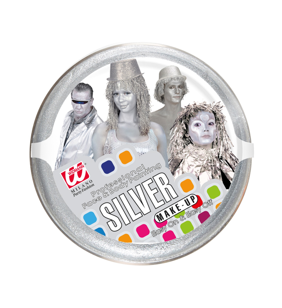 Fondotinta Cremoso Argento in Vaschetta da 25 Gr. Accessorio per Make-Up Trucco Travestimenti Cosplay - 02391