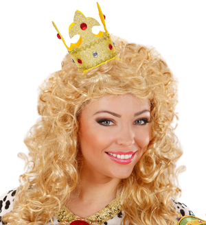 Cerchietto Mini Corona Oro con Gemme Accessorio Travestimento Carnevale Cosplay Feste in Maschera - 07061