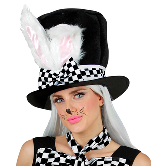 Cilindro con Orecchie Coniglio Modellabili Cappello Accessorio Travestimento Carnevale Cosplay Feste in Maschera - 10021