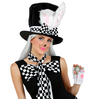 Cilindro con Orecchie Coniglio Modellabili Cappello Accessorio Travestimento Carnevale Cosplay Feste in Maschera - 10021