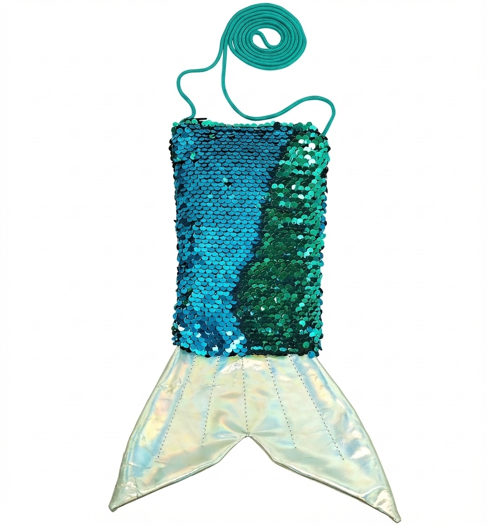 Borsetta a Tracolla Forma Coda di Sirena con Pailettes Accessorio Travestimenti Carnevale Cosplay - 12026