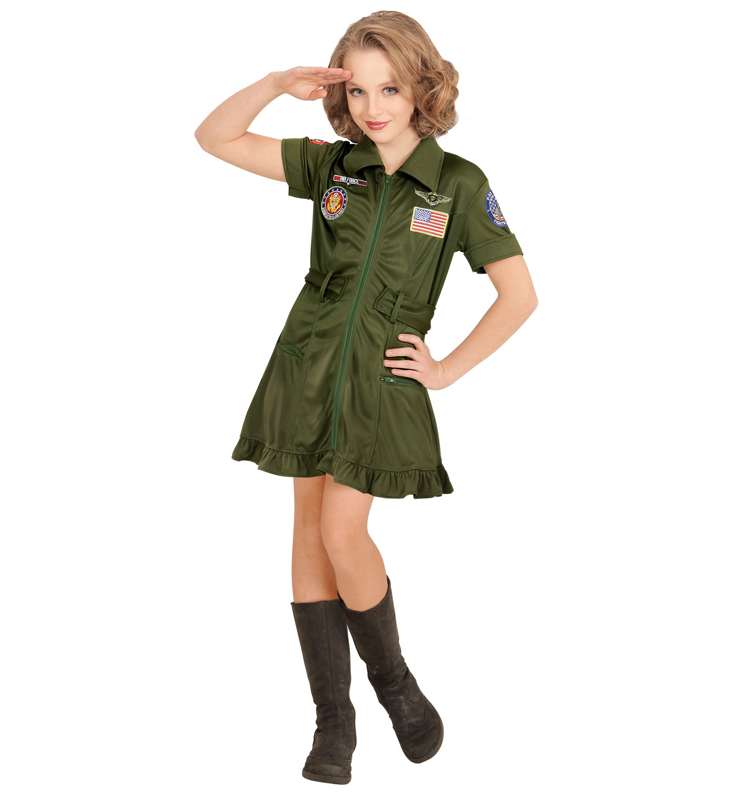 Costume Pilota di Jet da Combattimento Abito Aviatore Travestimento Carnevale - 1523