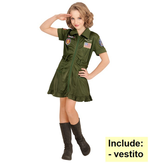 Costume Pilota di Jet da Combattimento Abito Aviatore Travestimento Carnevale - 1523
