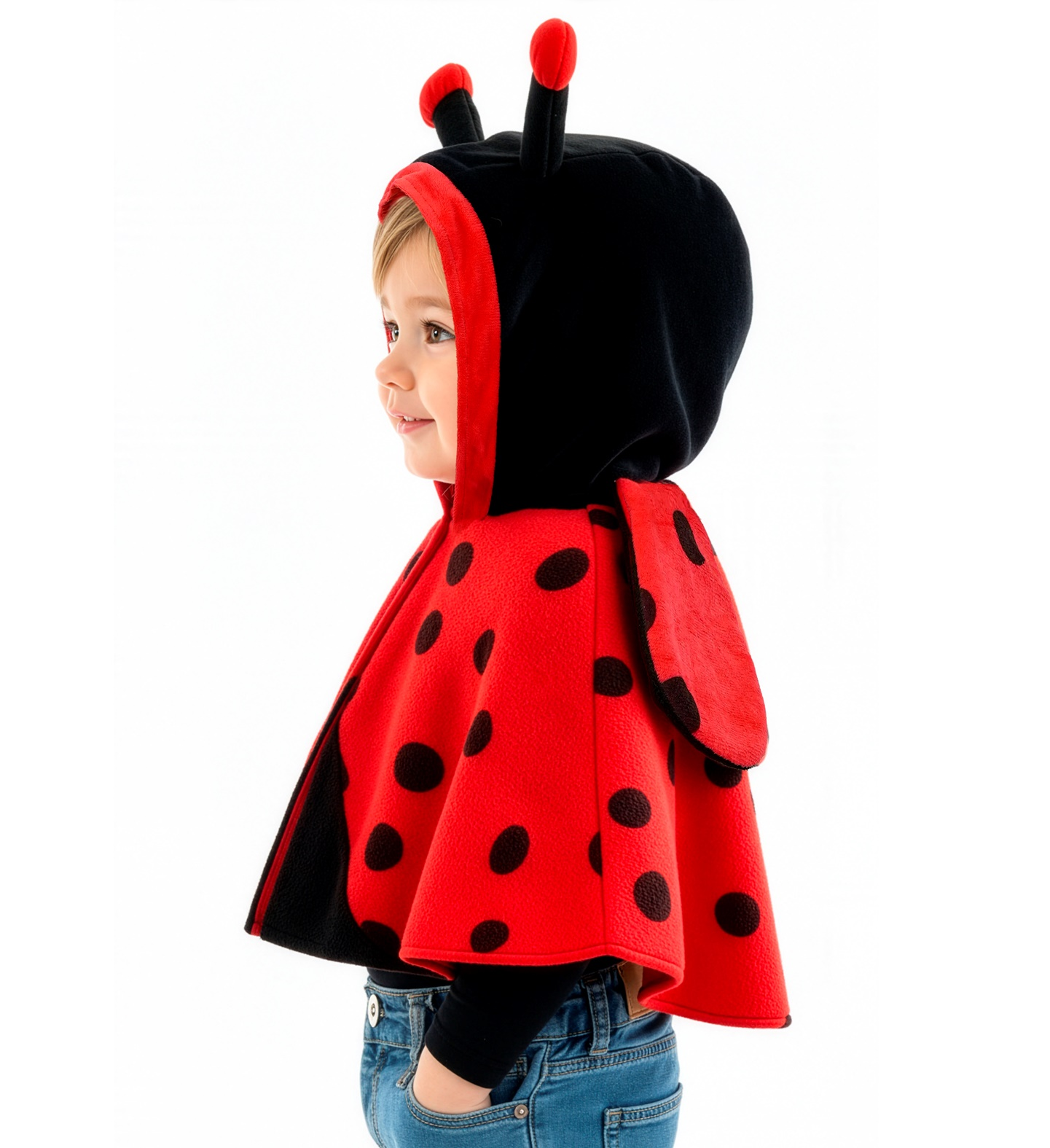 Poncho in Peluche con Cappuccio Travestimento Coccinella Costume Carnevale Feste in Maschera - 16200
