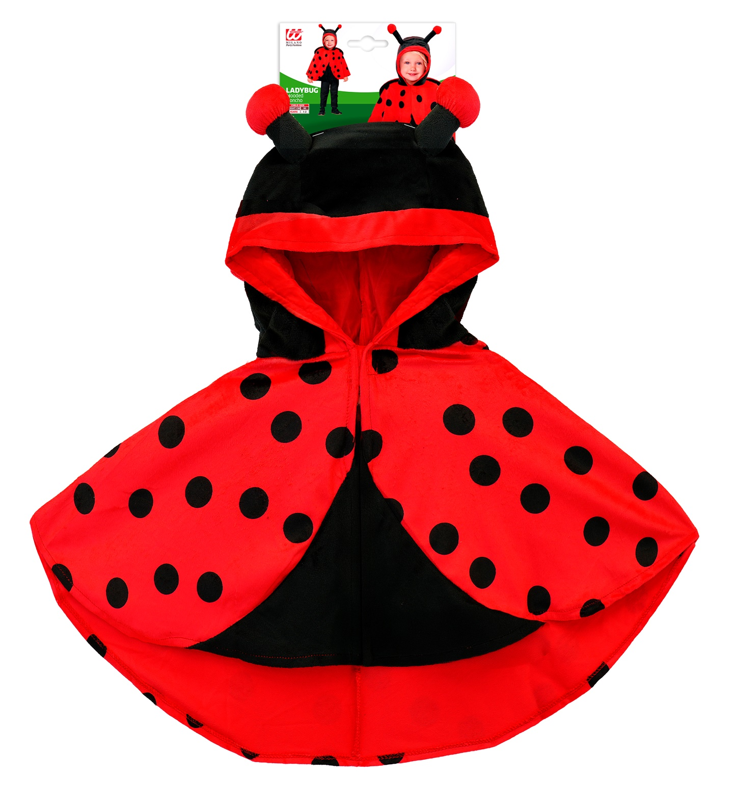Poncho in Peluche con Cappuccio Travestimento Coccinella Costume Carnevale Feste in Maschera - 16200