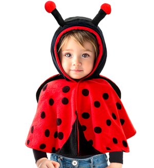Poncho in Peluche con Cappuccio Travestimento Coccinella Costume Carnevale Feste in Maschera - 16200