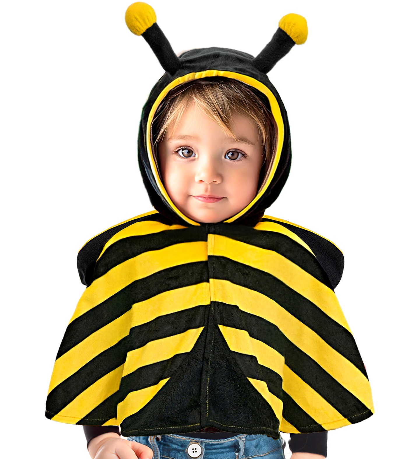 Poncho in Peluche con Cappuccio Travestimento Ape Costume Carnevale Feste in Maschera - 16201