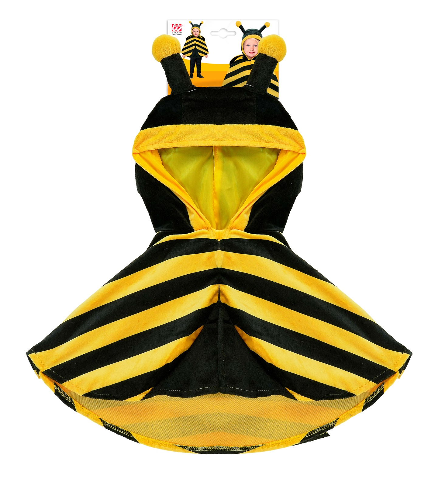 Poncho in Peluche con Cappuccio Travestimento Ape Costume Carnevale Feste in Maschera - 16201