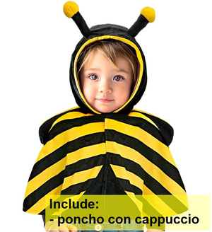 Poncho in Peluche con Cappuccio Travestimento Ape Costume Carnevale Feste in Maschera - 16201