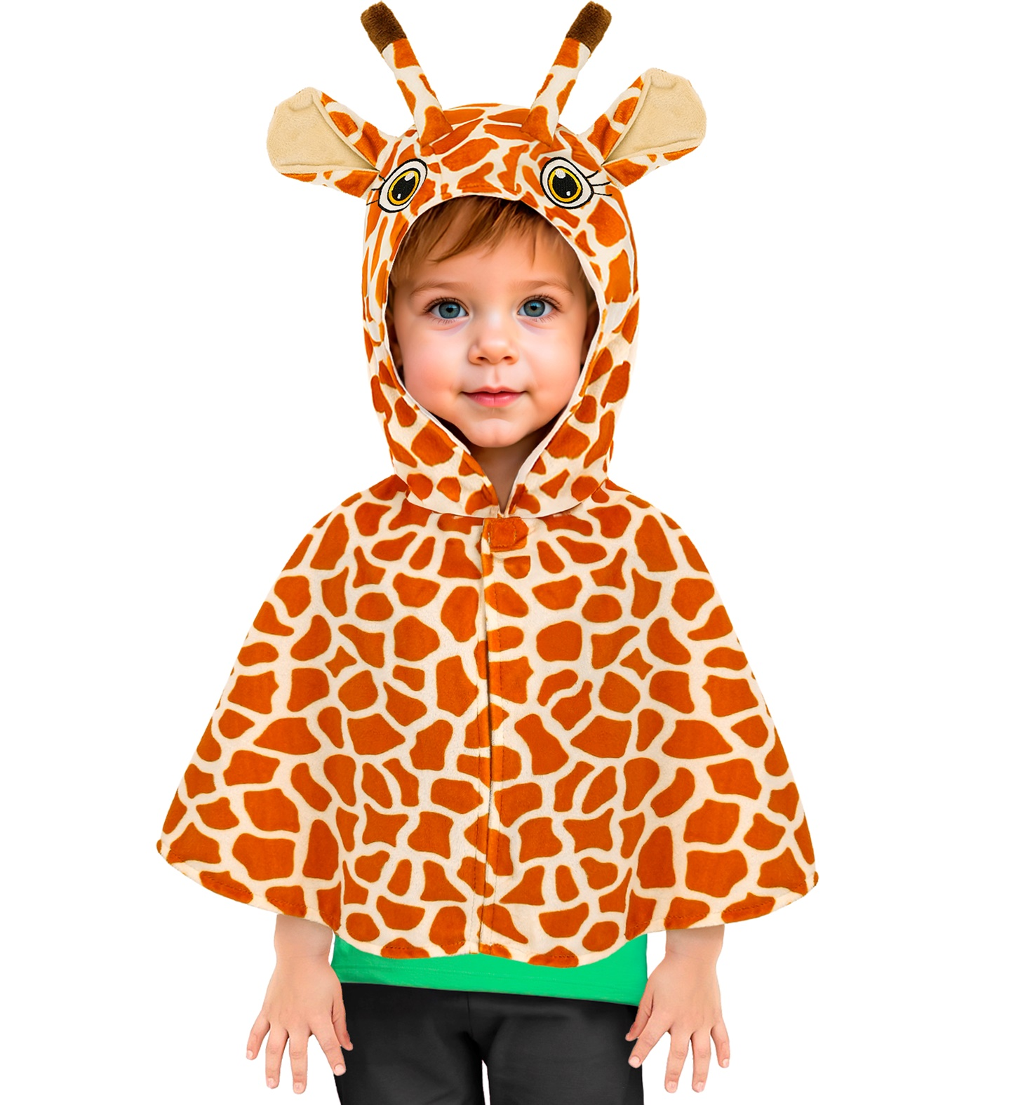 Poncho in Peluche con Cappuccio Travestimento Giraffa Costume Carnevale Feste in Maschera - 16204