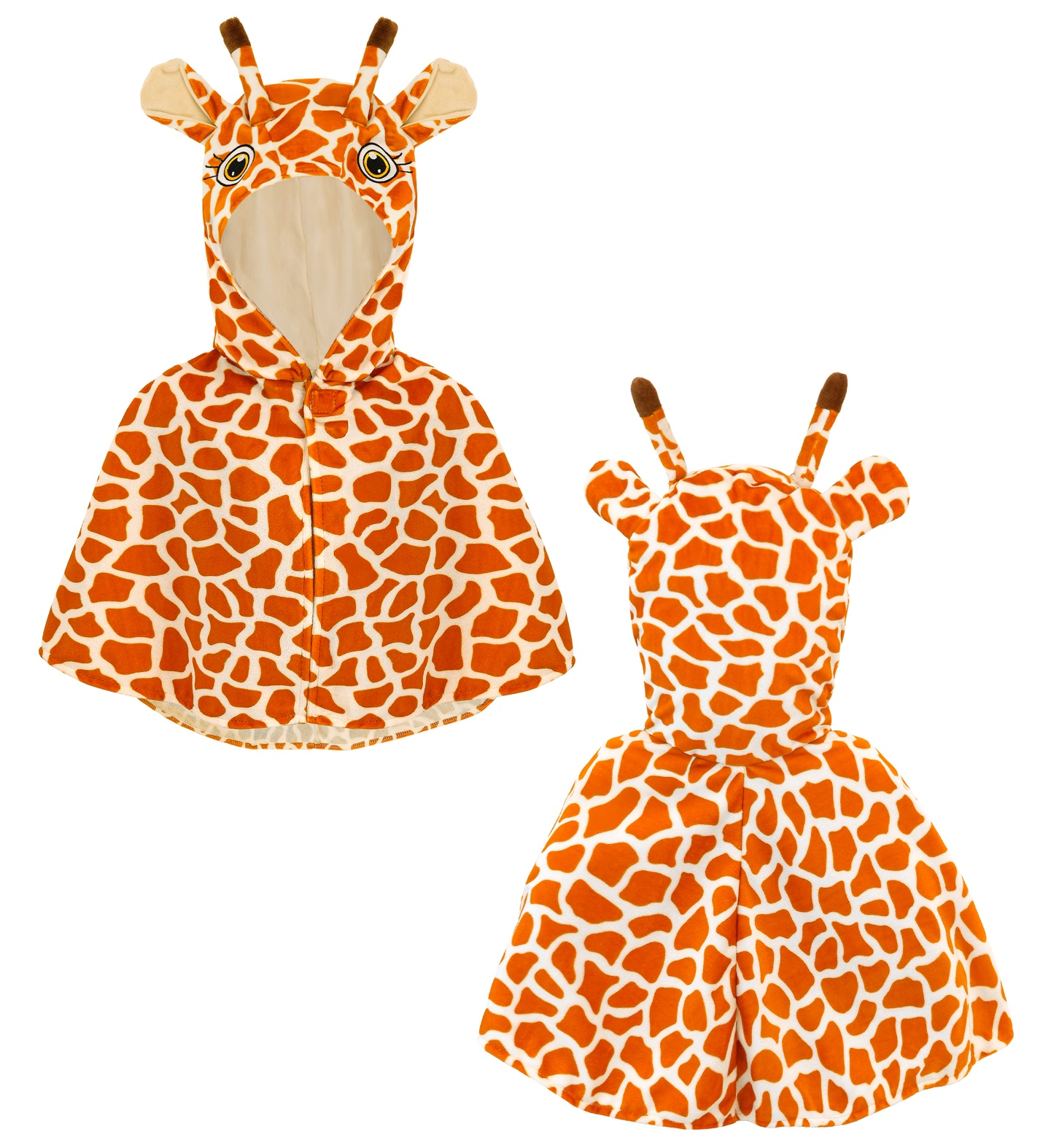 Poncho in Peluche con Cappuccio Travestimento Giraffa Costume Carnevale Feste in Maschera - 16204