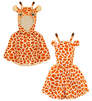 Poncho in Peluche con Cappuccio Travestimento Giraffa Costume Carnevale Feste in Maschera - 16204