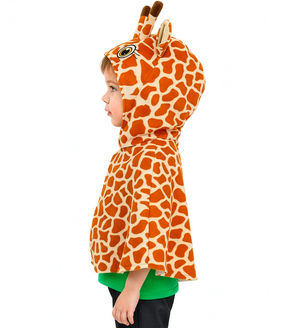 Poncho in Peluche con Cappuccio Travestimento Giraffa Costume Carnevale Feste in Maschera - 16204