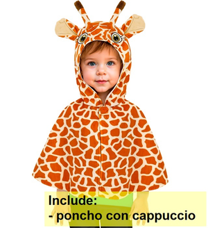 Poncho in Peluche con Cappuccio Travestimento Giraffa Costume Carnevale Feste in Maschera - 16204