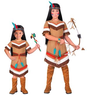 Costume Indiana Vestito e Fascia con Piuma Travestimento Carnevale Feste in Maschera - 2179